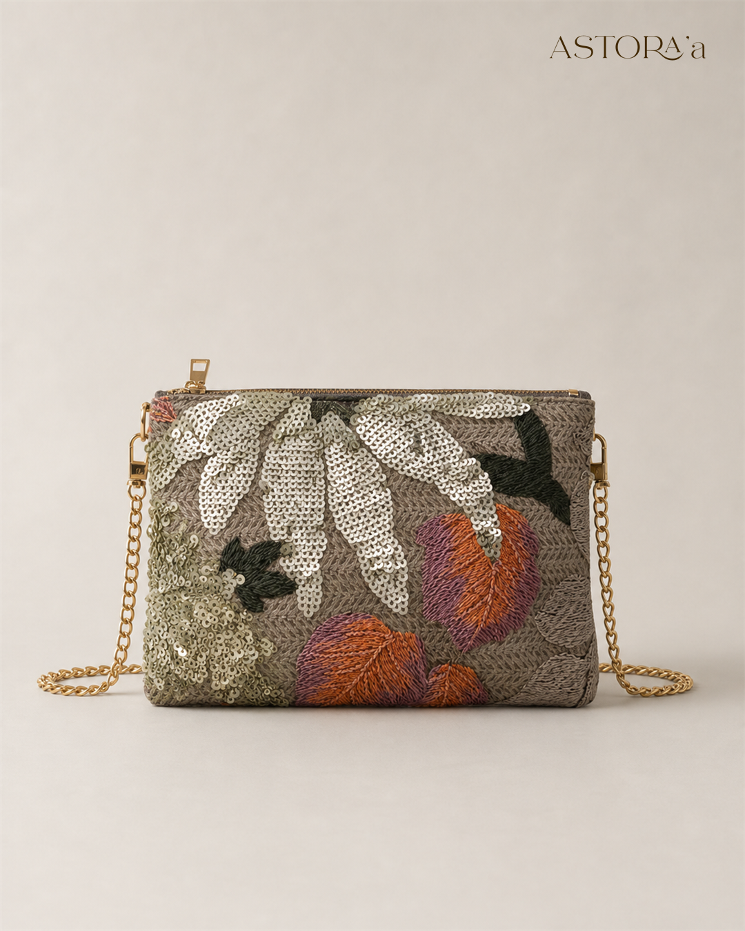 Lavender Bloom Sequin Clutch
