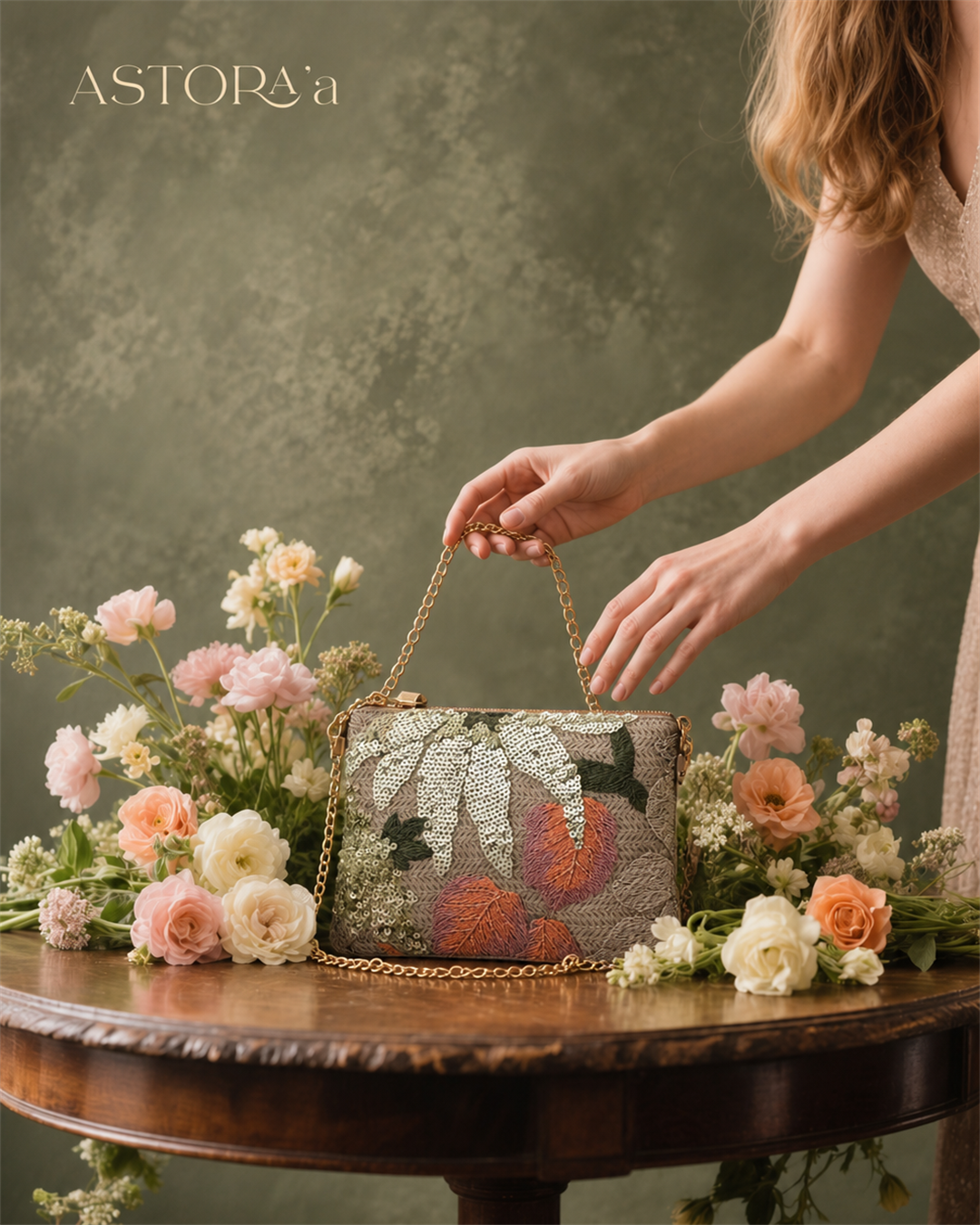 Lavender Bloom Sequin Clutch